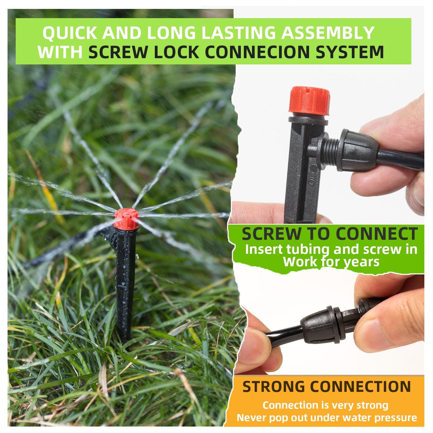 233FT Drip Irrigation System with Timer for Garden Kit Automatic Irrigation Equipment Lock Fittings Micro Drip 360 Degree Fan Sprayer Watering Kit for Greenhouse 1/2 inch 1/4 inch Tubing
