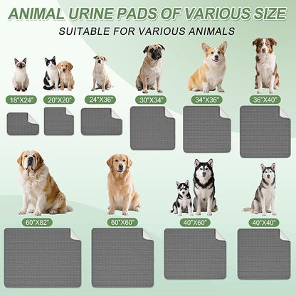 Washable Pee Pads for Dogs, Reusable Puppy Pads Dog Pads, Non-Slip Dog Pee Pads, Leakproof Pet Pee Pads Wee Wee Pads for Dogs. (Dark Grey, 60"x60"(Pack of 1))