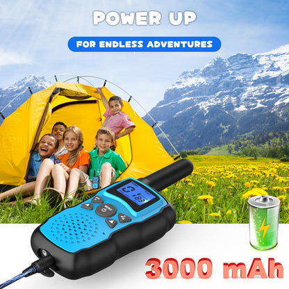 Wishouse Walkie Talkies for Kids Rechargeable 4 Pack,Walky Talky for Adults 2 Way Radio with 2 USB Chargers 12000mAh Battery,Camping Games Toy Birthday Halloween Xmas Gift for Children Family