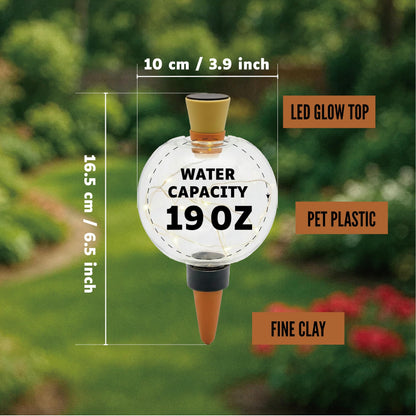 19 oz Extra Large Plant Self Watering Globes Top Fill, LED Night Light Classic Globe Plastic Water Bulbs, Automatic Plant Waterer for Indoor Outdoor Houseplants, Slow Release Planter Insert, 2 Pack