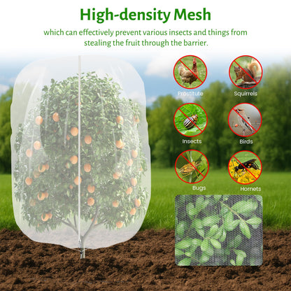 3pcs Fruit Tree Netting with Zipper and Drawstring,2.62 * 3.28 Ft Bird Garden Netting for Garden Protection,Cover for Blueberry Tomato Strawberry and Plants Protection from Insect Squirrels Birds