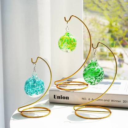 H&D HYALINE & DORA 3 Pack 9" H Ornament Display Stand Iron Hanging Stand Ornament Hanger Holder Decor Display Holder Hook for Glass Globe Air Plant Terrarium Table Decor(Gold)