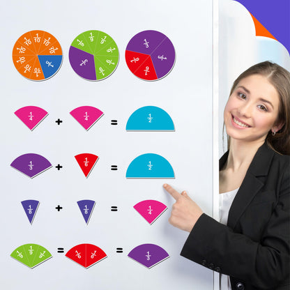 SpriteGru 78 PCS Magnetic Fraction Tiles, Educational Math Learning Manipulatives Set for Preschool Elementary School, Fraction Bar Set Educational Learning Tool Kit for Classroom, School Supplies