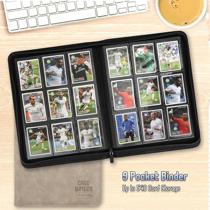 Trading Card Binder, Premium 9 Pocket Double Sided 540 Pocket PU Card Collection Binder, Collectible Trading Card Albums for MTG, TCG, Sport Card, Game Cards (Ecru)