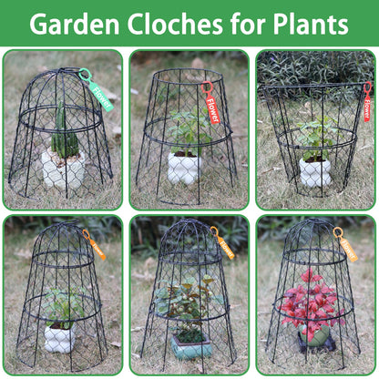 6 PCS 17.7"H X 11.42"D Garden Cloches,Chicken Wire Plant Covers Protectors Modular Design for Customizable Protection,Rust-Proof Heavy Duty Metal Plant Cage for Seedlings Flowers Protect from Animals
