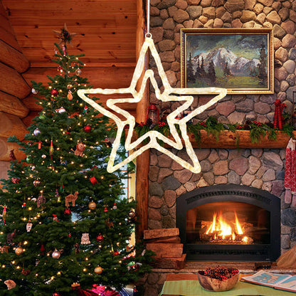 JOINTWIN Acrylic Christmas Star Light 13'' Window Light with 30 Warm White LEDs Battery Powered Timer Festive Christmas Decoration Waterproof for Indoor and Outdoor