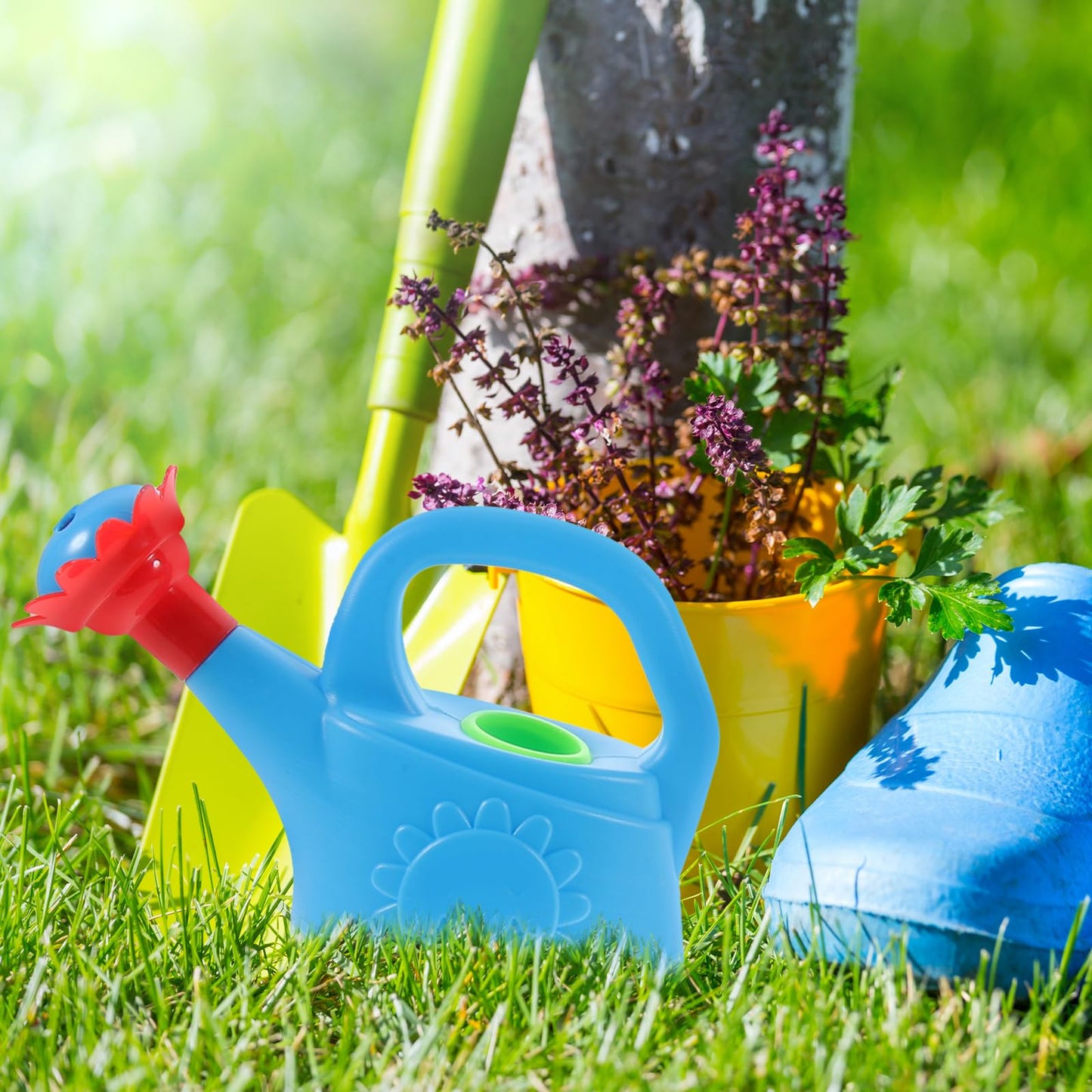 Plastic Watering Can Small Watering Can for Kids Outdoor Garden Flower Pool Beach Bath, Pack of 2 (Random Color)