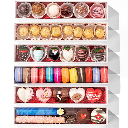 JCXGRVC 15Pack 12x2¼x2 Inches Chocolate Covered Strawberries Boxes for 6 Macaron boxes Chocolate Truffle Boxes Cookies boxes Bakery Boxes with Clear Window