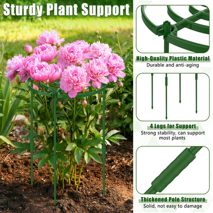 8 Pack Peony Cages and Supports, 11.8" D x 25" H Plant Supports for Outdoor Plants, Peony Support Cage Flower Support Rings, Plant Support Ring for Rose Tomato Hydrangea Strawberry