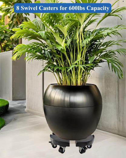 NOAMOO 15-20 Inch Plant Caddy with Wheels Outdoor Indoor, Large Rolling Plant Stand for 600lb Heavy Duty Flower Pots, Round Plant Rollers Lockable Potted Planter Dolly, Black