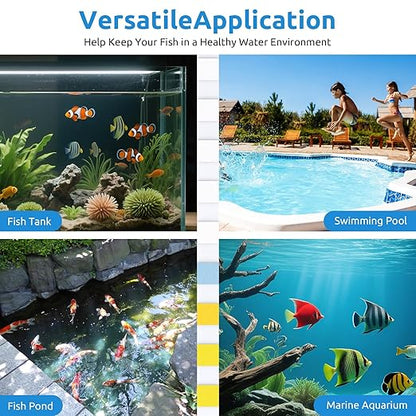SEAOURA 9-in-1 Aquarium Test Kit for Fish Tanks - 135 Strips Water Testing Strips for Aquariums & Ponds Accurate Testing Iron，Copper，Nitrate，Nitrite，Chlorine，Hardness，Alkalinity，Carbonate，pH