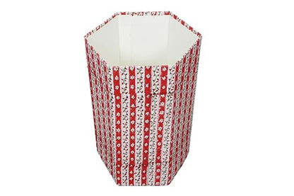 Generic 3.3 Gallon Cotton Hand Block Printed Paper Waste Basket |Small Decorative Trash Can for Housewarming Gifts in Living Room, Bedroom, Bathroom | Eco-Friendly, Plastic-Free (1, RED White)