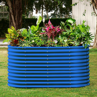 Land Guard 6x3x3ft Oval Galvanized Raised Garden Beds, Large-Capacity Metal Planter Box Outdoor, Durable Deep Raised Garden Bed 3ft Tall, Raised Beds for Gardening Vegetables, Royal Blue