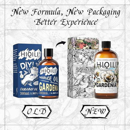 HIQILI Gardenia Fragrance Oil for DIY Candle, Soap & Perfume Making, Add to Essential Oil Diffuser, Body Wash, Long-Lasting - 5.07 Fl Oz