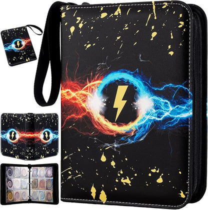 Jravkfi 9 Pocket Trading Card Binder,900 Pockets Trading Card Collection Book with Sleevese,3-ring Zipper Sports Card Album with 50 Removable Double-Sided Card Holder (Black)