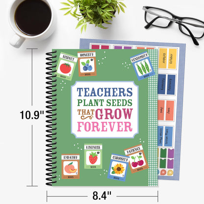 Carson Dellosa Education Teachers Plant Seeds That Grow Together 128-Page Teacher Planner, Undated 8"x11" Lesson Plan Farmers Market Themed Book With Stickers, Class Schedule, Weekly Calendar, Classroom Must Haves, Homeschool Essentials, School Supplies