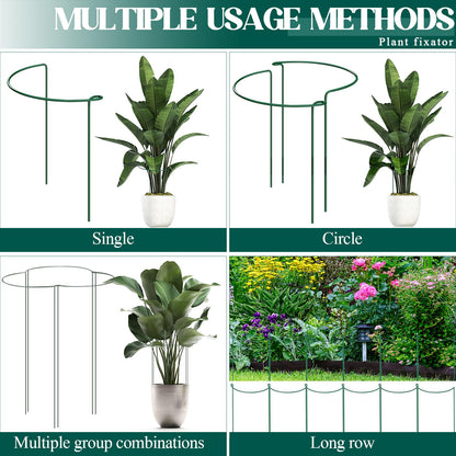 6-Pack 38.7” Plant Support Stakes, Steel Plant Cage & Peony Tomato Hydrangea Cage, Garden Stakes for Outdoor Plants, Heavy-Duty Plant Stakes, 16.7” Support + 22” Extension Tubes