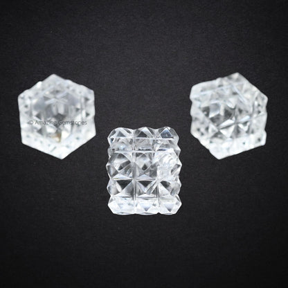 Amazing Gemstone Clear Quartz Crystal Cube with 54 Pyramid - 1" Mini Lemurian Pyramid Cube Figurine of Natural Stone Pyramid for Meditation, Reiki, Chakra Balancing Vastu Pooja and Crystal Grids