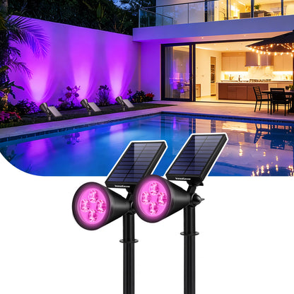 InnoGear Solar Lights Outdoor Waterproof Halloween Christmas Solar Garden Light for Outside Yard Landscape Lighting Pathway Spot Lights Spotlight Wall Light Auto On/Off, 2 Pack (Violet Purple Light)