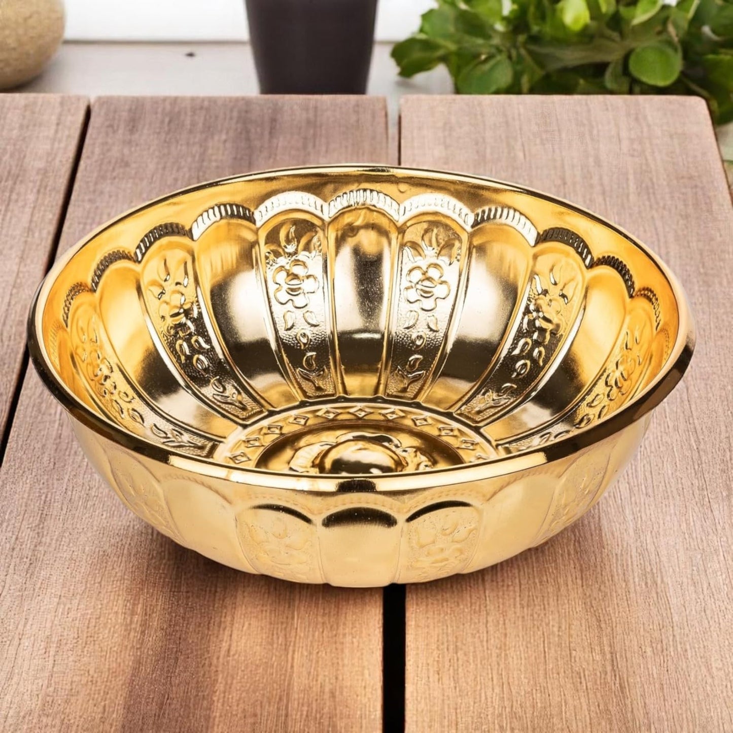 Alisveristime 1.06 Qt Turkish Hammam Bath Bowl, Traditional Metal Construction, Diameter 7.87", Height 2.36" - Multiple Colors Available (Gold)