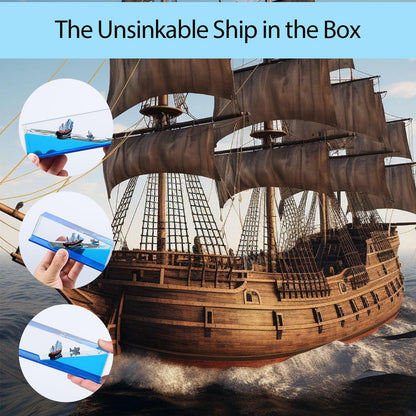 KHZSPP Unsinkable Boat in a Box Acrylic + Pure Water +Mineral Oil + Resin 15.2x5.3x5.2cm for Home Decoration Office Decoration Desk Bookshelf Car Display(Ship+Xiaoyu)