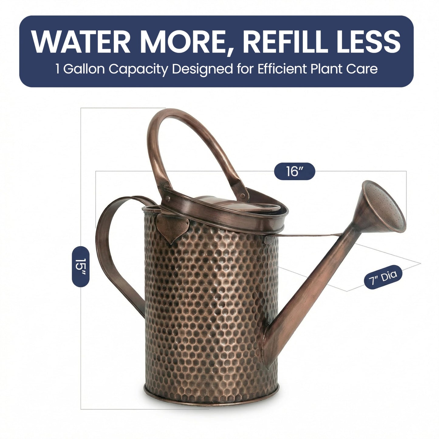 Gardenised 1 Gallon Galvanized Metal Watering Can with Removable Long Spout & Sprinkler Head for Indoor & Outdoor Use Ideal for Garden Flowers Potted Plants Houseplants Modern Home Accessories, Brown