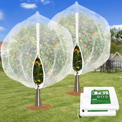 2PCS Fruit Tree Netting with Drawstring and Zipper, 6 * 6FT Garden Netting for Garden Protection, Insect Bird Netting for Fruit Trees, Protection from Anti Birds, Bugs,Cicadas, Insects