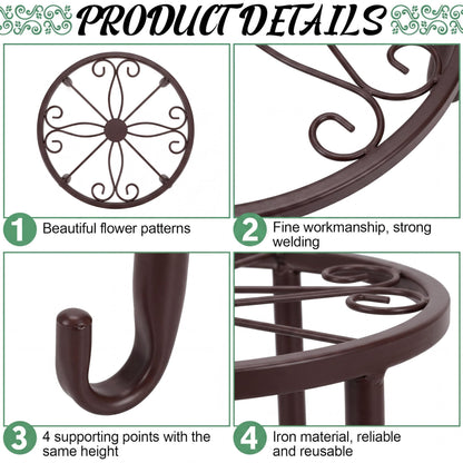 Maitys 12 Pack Metal Plant Stands Outdoor Indoor Heavy Duty Flower Potted Holder Anti-Rust Plant Pot Shelf Round Flower Display Rack for Porch Garden (Bronze)