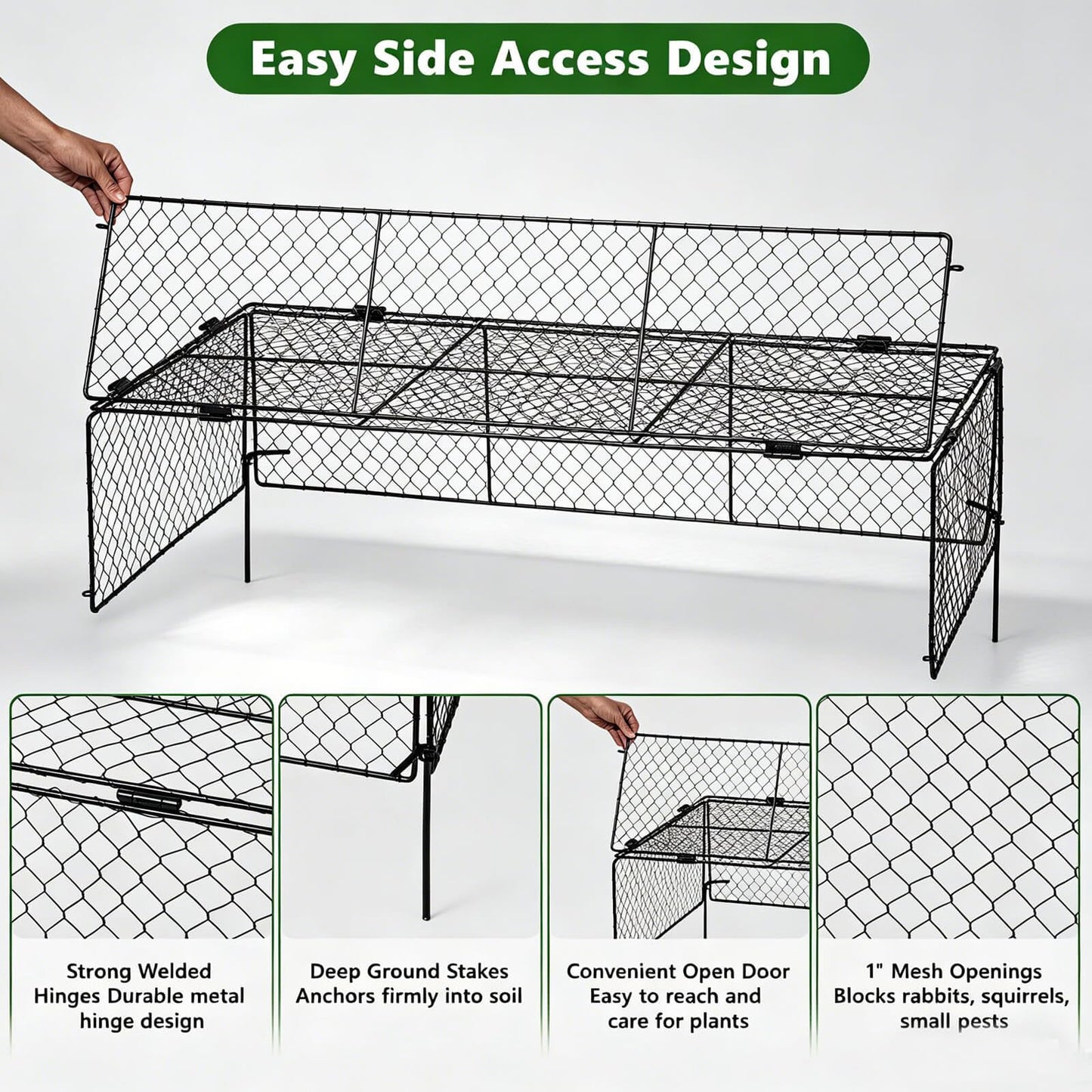 3 Pack Plant Protectors from Animals, Garden Cloches for Plants, Rustproof Chicken Wire Cloche Plant Cages to Keep Animals Out, Sturdy Metal Garden Cages for Outdoor Plants, 40" L × 20.5" W × 10" H