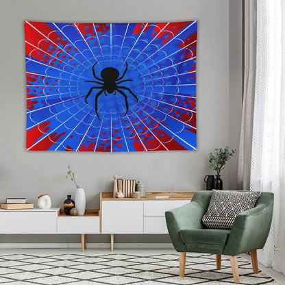 Spider Web Tapestry,Blue and Red Design Spider Web Tapestry for Boys Girls Teens,Modern Art Print Tapestry Wall Hanging Home Décor for Game Room Play Room Bedroom Living Room 80" x 60"