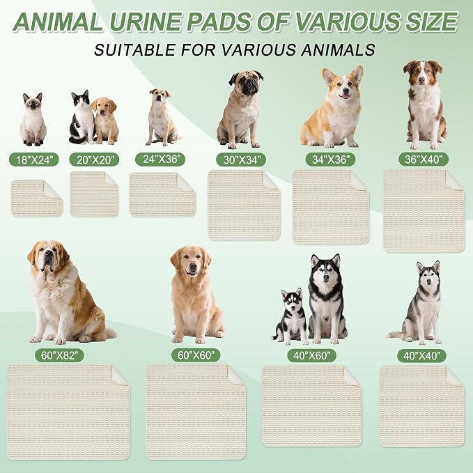 Washable Pee Pads for Dogs, 2 Pack Reusable Puppy Pads Dog Pads, Non-Slip Dog Pee Pads, Leakproof Pet Pee Pads Wee Wee Pads for Dogs. (Cream White, 20"x20"(Pack of 2))