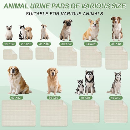 Washable Pee Pads for Dogs, 2 Pack Reusable Puppy Pads Dog Pads, Non-Slip Dog Pee Pads, Leakproof Pet Pee Pads Wee Wee Pads for Dogs. (Cream White, 20"x20"(Pack of 2))