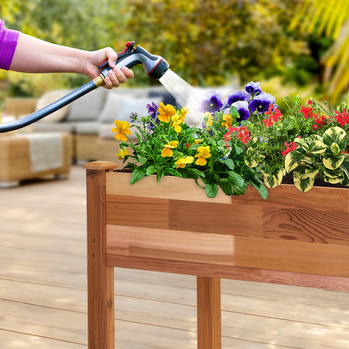 Jumbl, Cedar Raised Garden Bed, Elevated Wood Planter for Growing Fresh Herbs, Vegetables, Flowers, Succulents - 72x23x30”