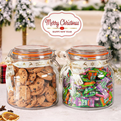 Qianfenie 2 Pack 79oz Glass Jar with Lid(2350ML), 0.6 Gallon Mason Jars Wide Mouth with Airtight Lid, Glass Pickle Jar for Food Storage, Cookies, Pickling, Kombucha(Includes 2 Spare Seals)