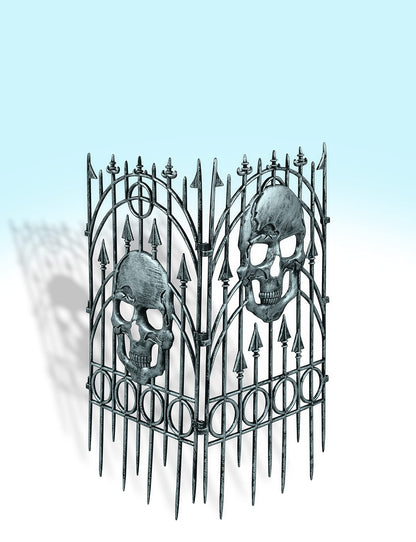 Rubies Silver Skull Fence Prop - 2 Pack Décor for Adults, Unisex One Size