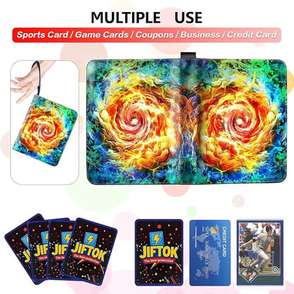 Trading Card Binder for TCG Cards, 9-Pocket Portable Card Collector Ablum Holder Book Fits 900 Cards with 50 Removable Sleeve, Waterproof Card Binder Display Storage Carrying Cases for TCG-Storm