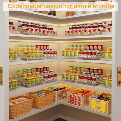 Adjustable Acrylic Can Rack Organizer for Pantry, 3 Tier Expandable Canned Storage Holder, Soda Can Dispenser Shelf Holds Up to 24 Cans, Clear Canned Display for Cabinet & Countertop (Patent Pending)