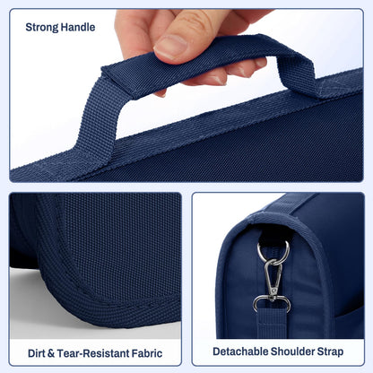 SUNEE Zipper Binder 3 Ring, 3 Inch O-Ring with Handle and Shoulder Strap, 600-Sheet Capacity, 5-Tab Expanding File Folder, Multi-Pockets for Middle School Organizer Binder with Zipper, Navy Blue