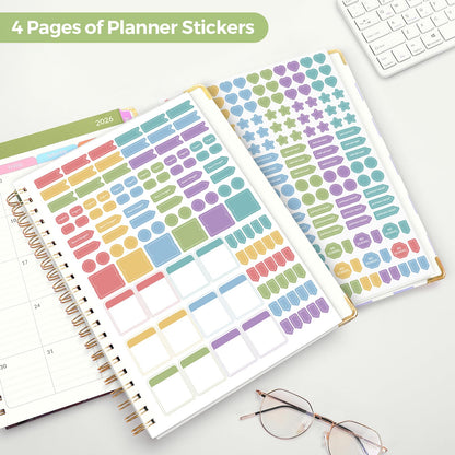 SKYDUE Teacher Planner 2026-2027 Academic Year, 8.5" x 11" Deluxe Teacher Lesson Planner with Monthly Tabs & Stickers, Lesson Plan Book 26-27, AbstractFloral
