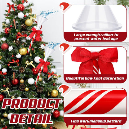 4 Pcs 40 Inch Christmas Tree Watering Funnel Reusable Xmas Tree Funnel Waterer Red and White Striped Christmas Watering System Longer Spout Xmas Device for Indoor and Outdoor Plants