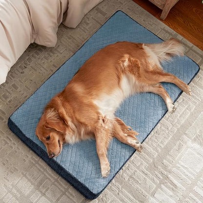 JOEJOY XL Dog Beds Large Sized Dog, Orthopedic Big Dogs Crate Bed with Washable Removable Cover, Extra Thick Egg-Crate Memory Foam Pet Beds up to 80 lbs, Blue, 41"x27"