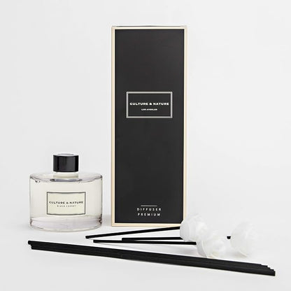 CULTURE & NATURE Reed Diffuser Set 6.7oz (200ml) Black Cherry Scented Diffuser with Sticks Home Fragrance Reed Diffuser for Bathroom Shelf Decor