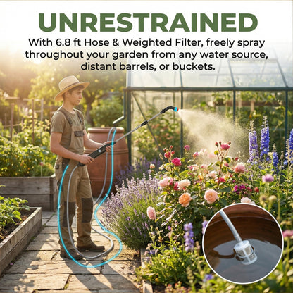 Rechargeable Cordless High Reach Plant Waterer - with Telescopic Wand Plant (25.6–33.4 in), Watering Can Hanging Plants Baskets, 2 Adjustable Nozzles and 8.6ft Water, Hose for Yard Lawn Weeds Plants