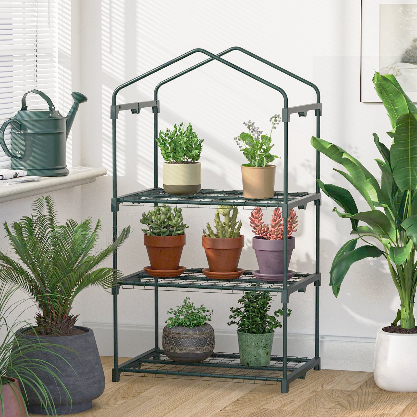 TianC beauty Greenhouse for Indoor Outdoor, Small Plastic Plant Green House 3-Tier Rack Stand Portable Greenhouses with Durable PE Cover for Seedling