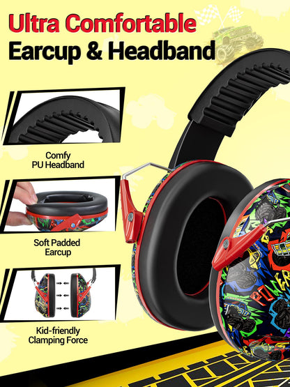 Dr.meter Kids Ear Protection for Monster Jam, 27.4dB Noise Cancelling Headphones for Kids Adults, Adjustable Ear Muffs for Noise Reduction for Airplane, Fireworks, Concerts and Sports Events