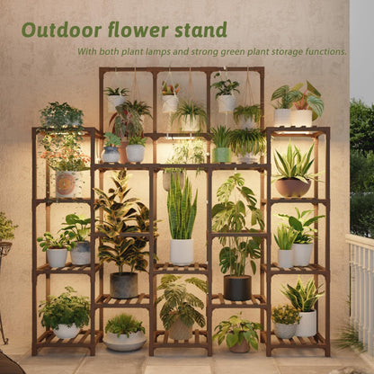 GENTINGBRO Plant Stand Indoor with Grow Light 14 tiers Large Plant Shelf for Indoor Plants Display Heavy Duty Plant Rack for Living Room Patio Decor