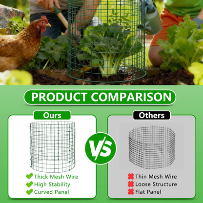 10 Pack Plant Protectors from Animals, 12''x14'' Metal Plant Cages for Outdoor Plants, Garden Plant Protector with Stakes & Zip Ties, Keep Rabbits Squirrels Out, Plant Cage for Flowers Vegetables