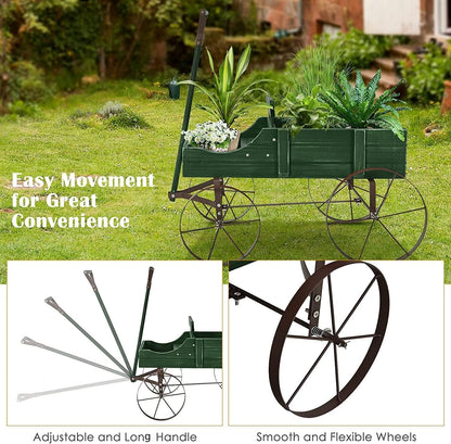 Generic Amish Wagon Decorative Indoor or Outdoor Garden Backyard Planter ,Garden Decor (Green)