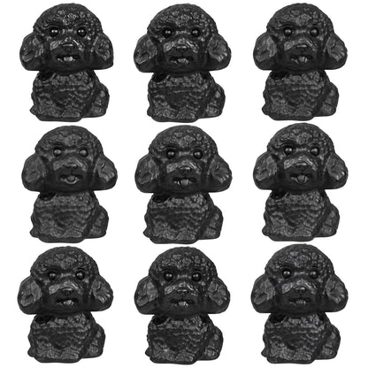 TUMBEELLUWA Black Obsidian Poodle Dog Figurine Carved Crystal Puppy Statue Stone Animal Sculpture for Home Table Shelf Decor