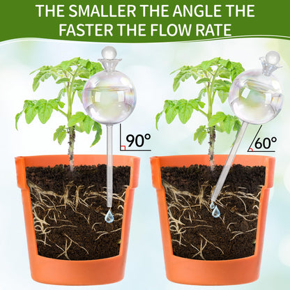 17 oz 2 Weeks Extra Large Plant Watering Globes, Iridescent Glass Self Watering Globes, Self Watering Planter Insert, Plant Watering Devices, Automatic Watering Bulbs for Daily Use (Large 2-Pack)